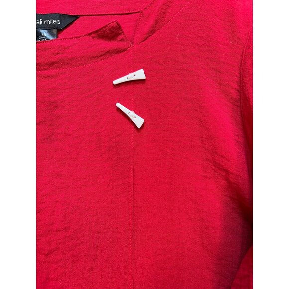 Ali Miles Women's Office Oversized Tunic Top Long Sleeve Size 1X Red Lightweight - Picture 8 of 12